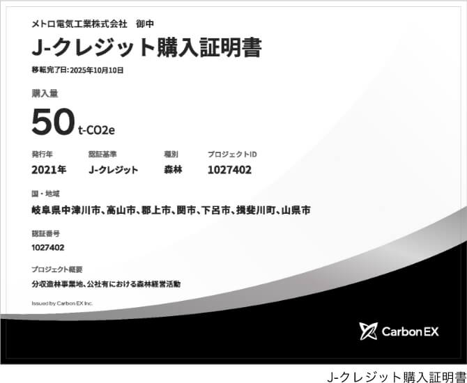 J-クレジット購入証明書